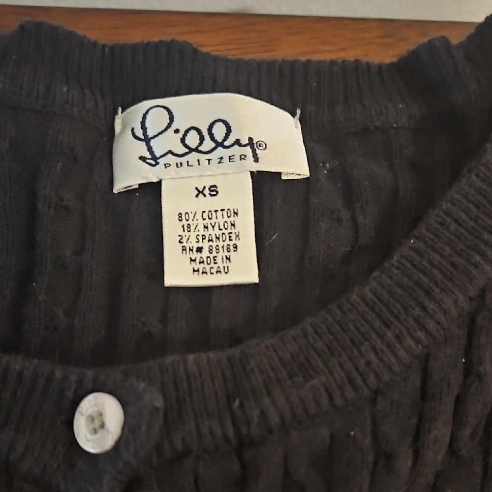 Lilly Pulitzer Black Cable Knit Cardigan
